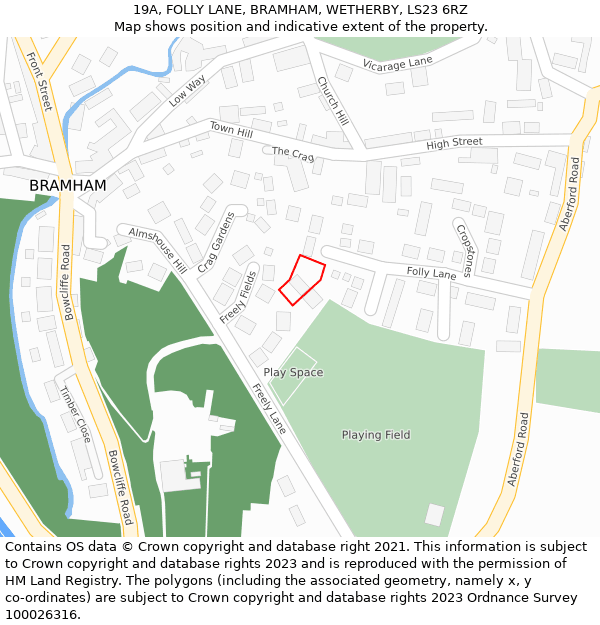 19A, FOLLY LANE, BRAMHAM, WETHERBY, LS23 6RZ: Location map and indicative extent of plot