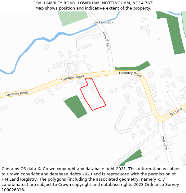 19A, LAMBLEY ROAD, LOWDHAM, NOTTINGHAM, NG14 7AZ: Location map and indicative extent of plot