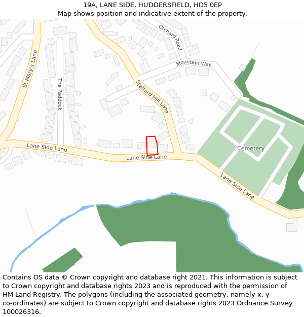 19A, LANE SIDE, HUDDERSFIELD, HD5 0EP: Location map and indicative extent of plot