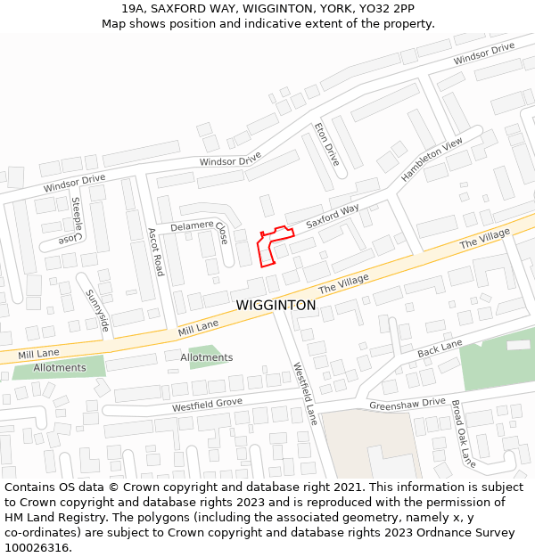 19A, SAXFORD WAY, WIGGINTON, YORK, YO32 2PP: Location map and indicative extent of plot