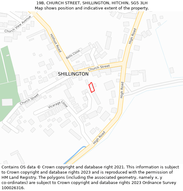 19B, CHURCH STREET, SHILLINGTON, HITCHIN, SG5 3LH: Location map and indicative extent of plot