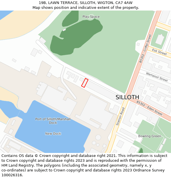 19B, LAWN TERRACE, SILLOTH, WIGTON, CA7 4AW: Location map and indicative extent of plot