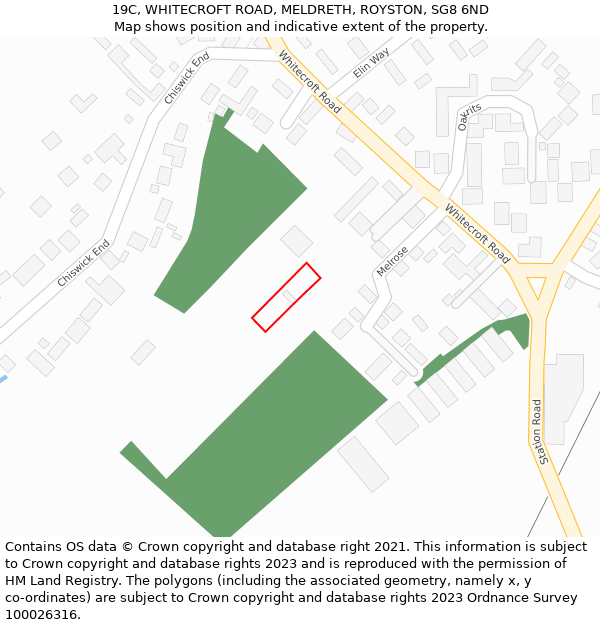 19C, WHITECROFT ROAD, MELDRETH, ROYSTON, SG8 6ND: Location map and indicative extent of plot