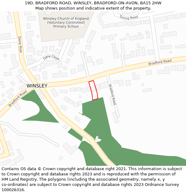 19D, BRADFORD ROAD, WINSLEY, BRADFORD-ON-AVON, BA15 2HW: Location map and indicative extent of plot