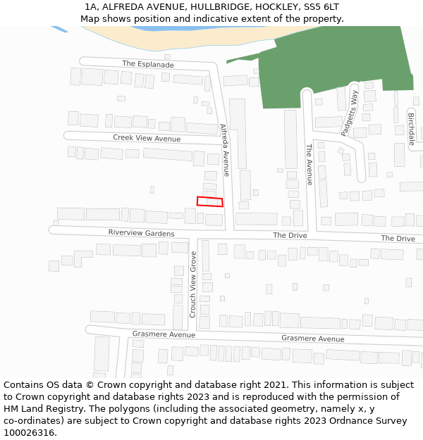 1A, ALFREDA AVENUE, HULLBRIDGE, HOCKLEY, SS5 6LT: Location map and indicative extent of plot