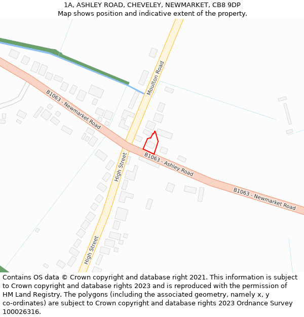 1A, ASHLEY ROAD, CHEVELEY, NEWMARKET, CB8 9DP: Location map and indicative extent of plot