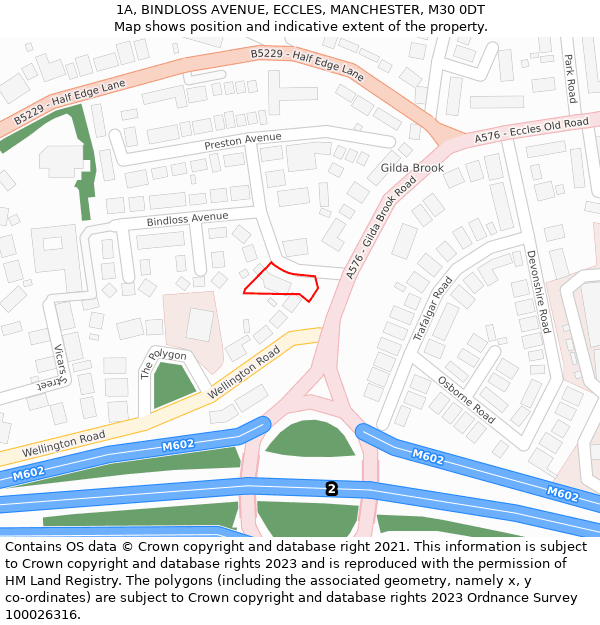 1A, BINDLOSS AVENUE, ECCLES, MANCHESTER, M30 0DT: Location map and indicative extent of plot