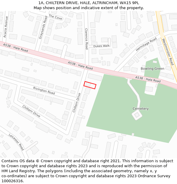 1A, CHILTERN DRIVE, HALE, ALTRINCHAM, WA15 9PL: Location map and indicative extent of plot