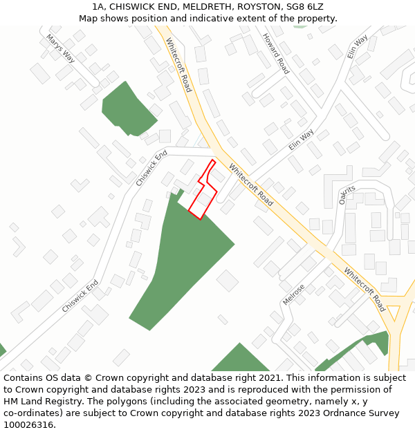 1A, CHISWICK END, MELDRETH, ROYSTON, SG8 6LZ: Location map and indicative extent of plot