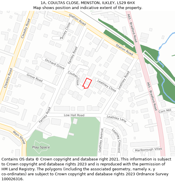 1A, COULTAS CLOSE, MENSTON, ILKLEY, LS29 6HX: Location map and indicative extent of plot