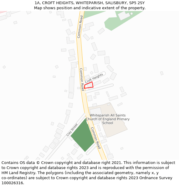 1A, CROFT HEIGHTS, WHITEPARISH, SALISBURY, SP5 2SY: Location map and indicative extent of plot