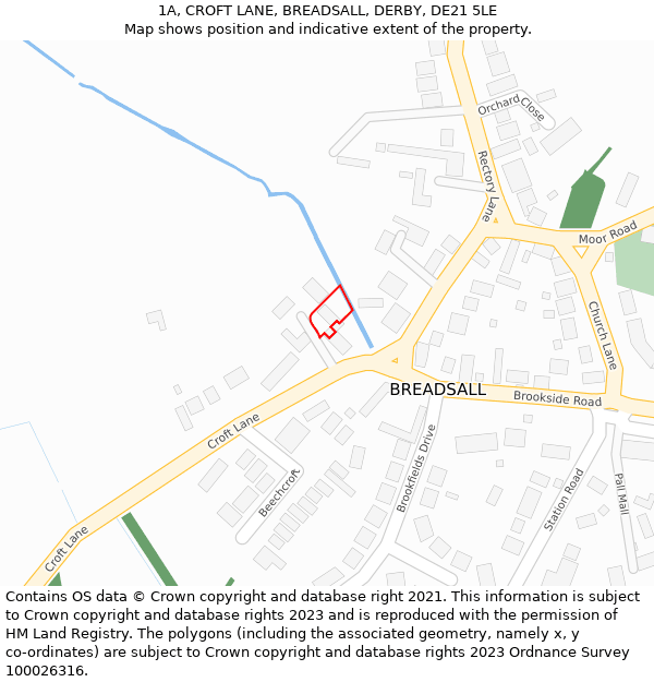 1A, CROFT LANE, BREADSALL, DERBY, DE21 5LE: Location map and indicative extent of plot