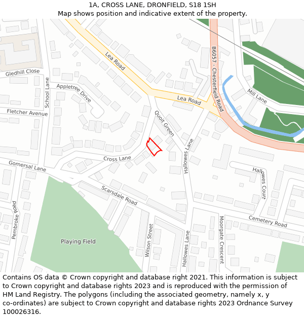 1A, CROSS LANE, DRONFIELD, S18 1SH: Location map and indicative extent of plot