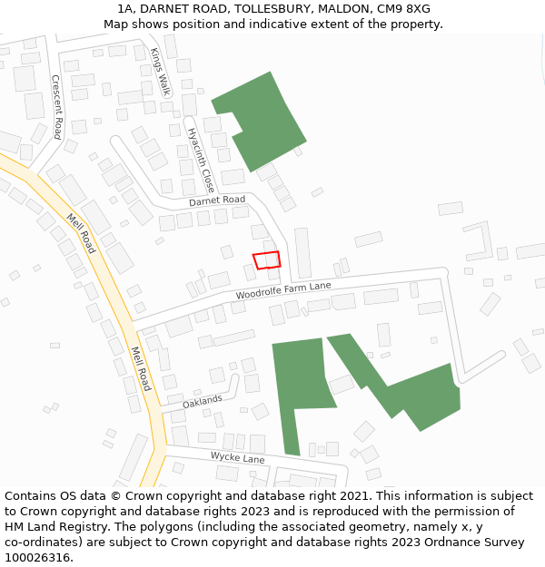 1A, DARNET ROAD, TOLLESBURY, MALDON, CM9 8XG: Location map and indicative extent of plot