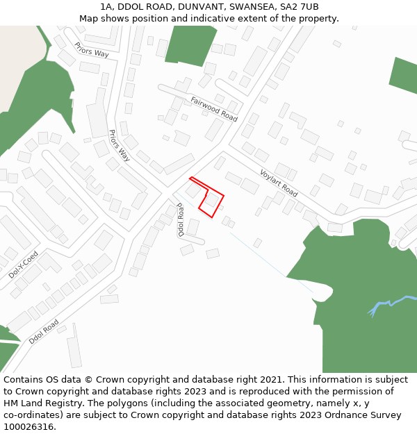 1A, DDOL ROAD, DUNVANT, SWANSEA, SA2 7UB: Location map and indicative extent of plot