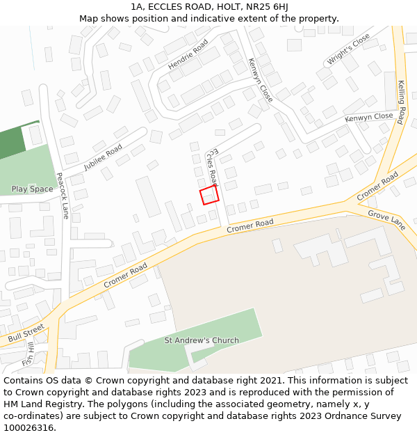1A, ECCLES ROAD, HOLT, NR25 6HJ: Location map and indicative extent of plot