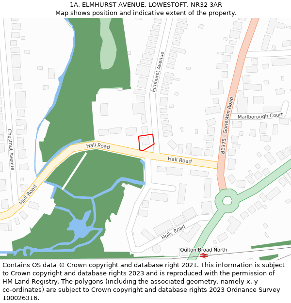 1A, ELMHURST AVENUE, LOWESTOFT, NR32 3AR: Location map and indicative extent of plot