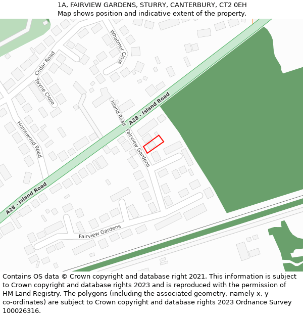 1A, FAIRVIEW GARDENS, STURRY, CANTERBURY, CT2 0EH: Location map and indicative extent of plot