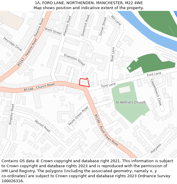 1A, FORD LANE, NORTHENDEN, MANCHESTER, M22 4WE: Location map and indicative extent of plot
