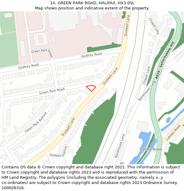 1A, GREEN PARK ROAD, HALIFAX, HX3 0SL: Location map and indicative extent of plot