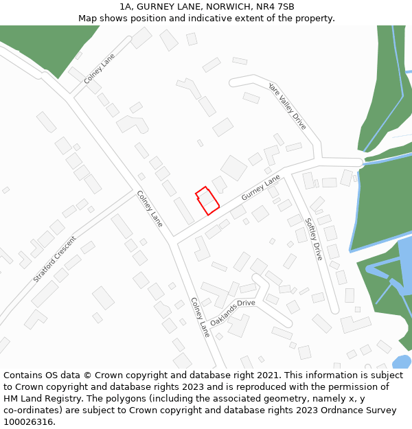 1A, GURNEY LANE, NORWICH, NR4 7SB: Location map and indicative extent of plot