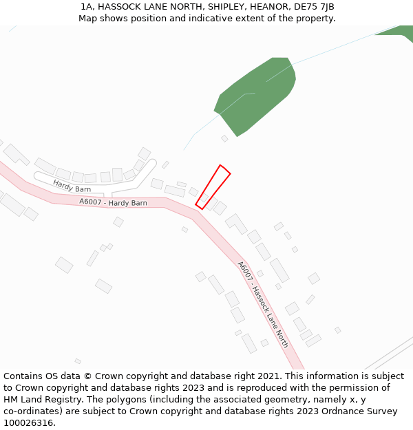 1A, HASSOCK LANE NORTH, SHIPLEY, HEANOR, DE75 7JB: Location map and indicative extent of plot