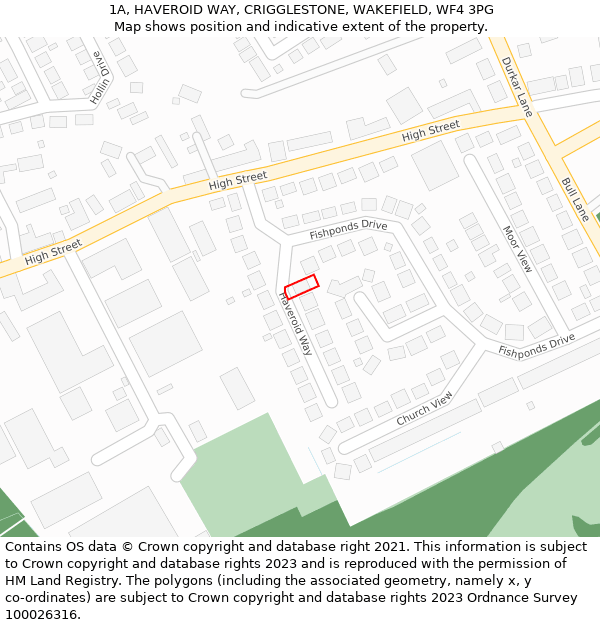 1A, HAVEROID WAY, CRIGGLESTONE, WAKEFIELD, WF4 3PG: Location map and indicative extent of plot