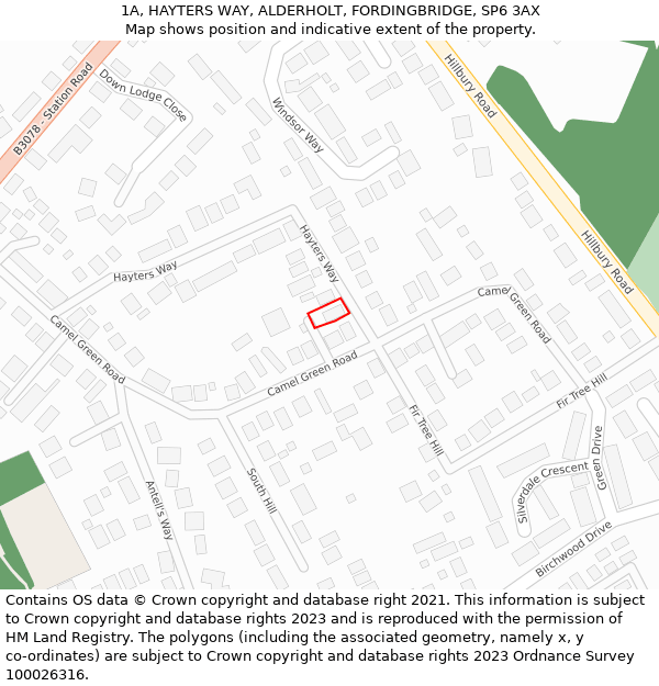 1A, HAYTERS WAY, ALDERHOLT, FORDINGBRIDGE, SP6 3AX: Location map and indicative extent of plot