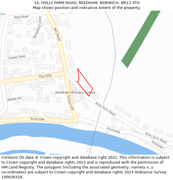 1A, HOLLY FARM ROAD, REEDHAM, NORWICH, NR13 3TH: Location map and indicative extent of plot