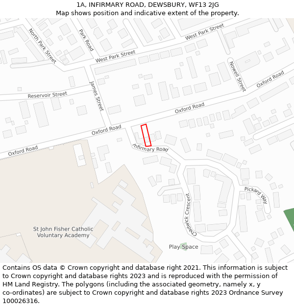 1A, INFIRMARY ROAD, DEWSBURY, WF13 2JG: Location map and indicative extent of plot