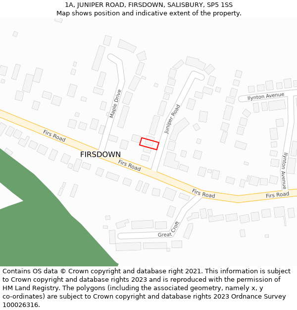 1A, JUNIPER ROAD, FIRSDOWN, SALISBURY, SP5 1SS: Location map and indicative extent of plot