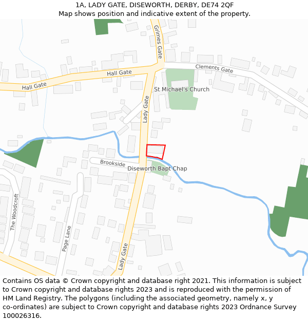 1A, LADY GATE, DISEWORTH, DERBY, DE74 2QF: Location map and indicative extent of plot