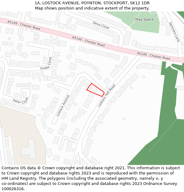 1A, LOSTOCK AVENUE, POYNTON, STOCKPORT, SK12 1DR: Location map and indicative extent of plot