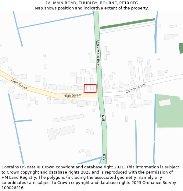 1A, MAIN ROAD, THURLBY, BOURNE, PE10 0EG: Location map and indicative extent of plot