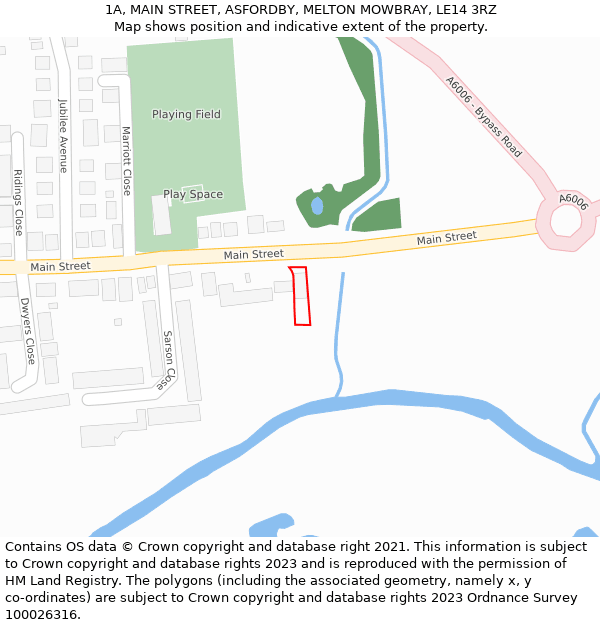1A, MAIN STREET, ASFORDBY, MELTON MOWBRAY, LE14 3RZ: Location map and indicative extent of plot