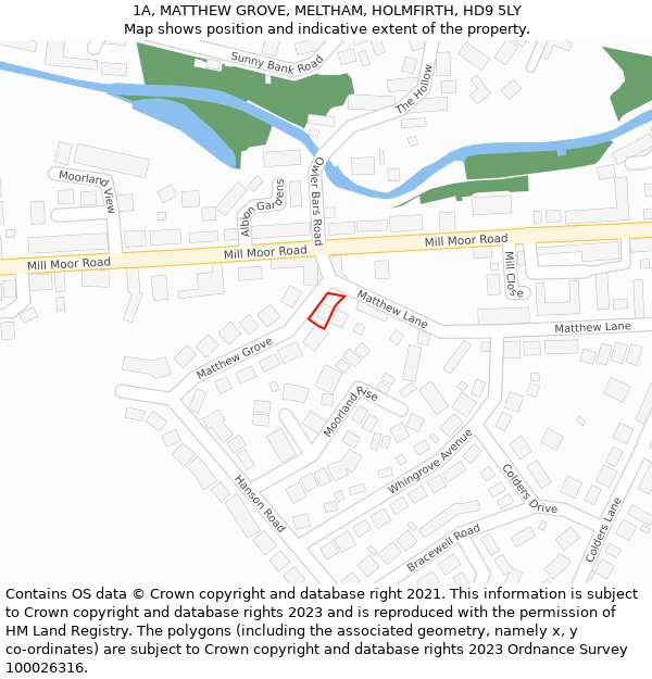 1A, MATTHEW GROVE, MELTHAM, HOLMFIRTH, HD9 5LY: Location map and indicative extent of plot