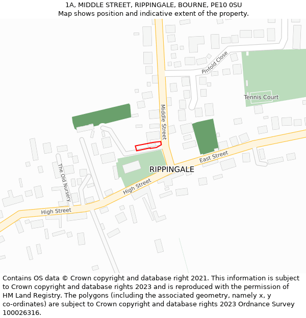 1A, MIDDLE STREET, RIPPINGALE, BOURNE, PE10 0SU: Location map and indicative extent of plot