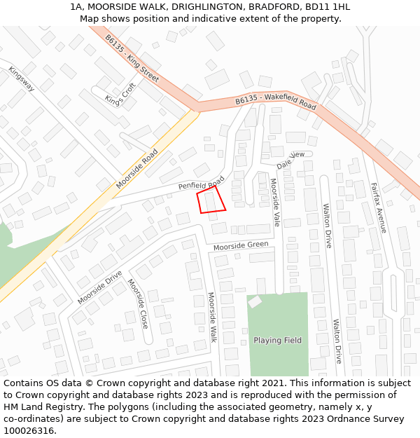 1A, MOORSIDE WALK, DRIGHLINGTON, BRADFORD, BD11 1HL: Location map and indicative extent of plot