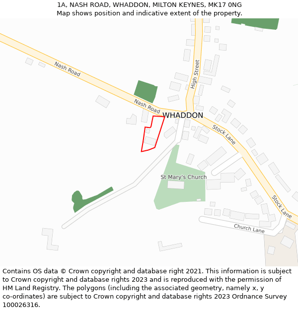1A, NASH ROAD, WHADDON, MILTON KEYNES, MK17 0NG: Location map and indicative extent of plot