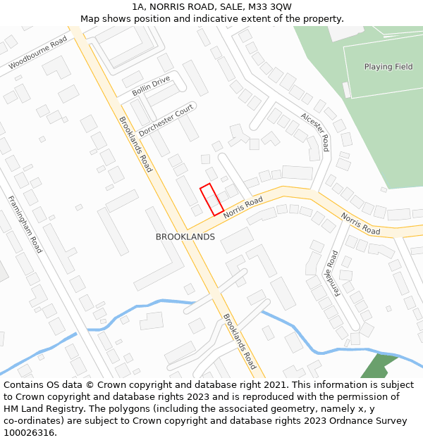 1A, NORRIS ROAD, SALE, M33 3QW: Location map and indicative extent of plot
