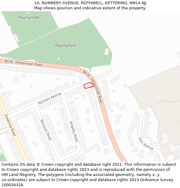 1A, NUNNERY AVENUE, ROTHWELL, KETTERING, NN14 6JJ: Location map and indicative extent of plot