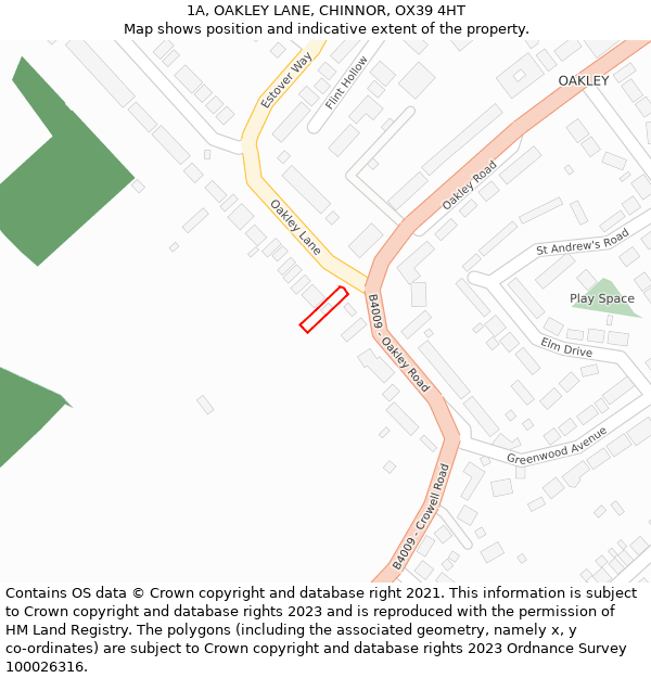 1A, OAKLEY LANE, CHINNOR, OX39 4HT: Location map and indicative extent of plot