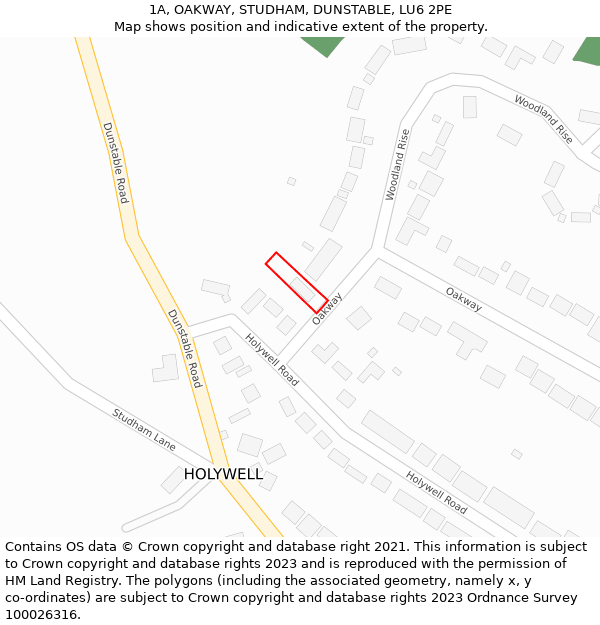 1A, OAKWAY, STUDHAM, DUNSTABLE, LU6 2PE: Location map and indicative extent of plot