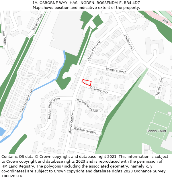 1A, OSBORNE WAY, HASLINGDEN, ROSSENDALE, BB4 4DZ: Location map and indicative extent of plot