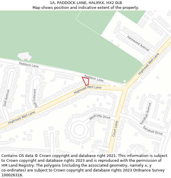 1A, PADDOCK LANE, HALIFAX, HX2 0LB: Location map and indicative extent of plot