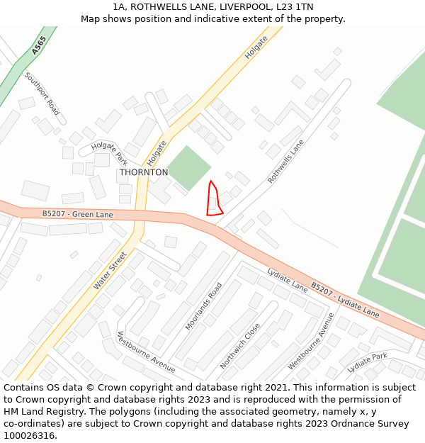 1A, ROTHWELLS LANE, LIVERPOOL, L23 1TN: Location map and indicative extent of plot