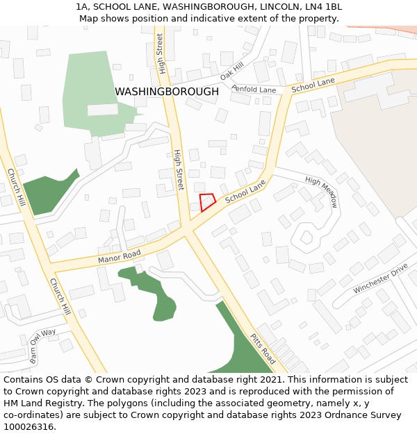 1A, SCHOOL LANE, WASHINGBOROUGH, LINCOLN, LN4 1BL: Location map and indicative extent of plot
