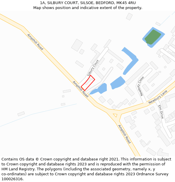 1A, SILBURY COURT, SILSOE, BEDFORD, MK45 4RU: Location map and indicative extent of plot