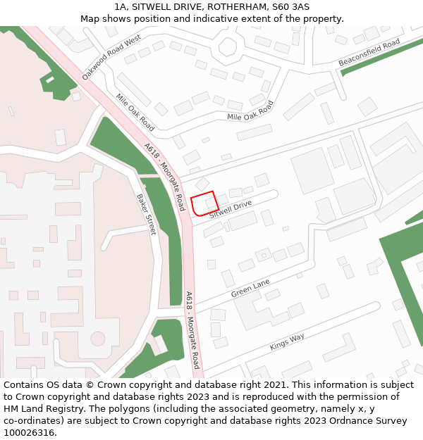 1A, SITWELL DRIVE, ROTHERHAM, S60 3AS: Location map and indicative extent of plot