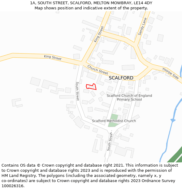 1A, SOUTH STREET, SCALFORD, MELTON MOWBRAY, LE14 4DY: Location map and indicative extent of plot